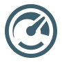 Speedometer icon representing efficiency.