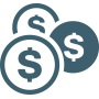 Money icon representing reduced costs.